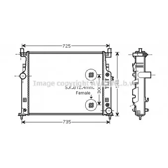 Radiateur, refroidissement du moteur AVA QUALITY COOLING MS2458