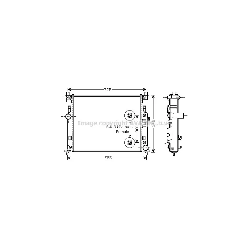 Radiateur, refroidissement du moteur AVA QUALITY COOLING MS2458