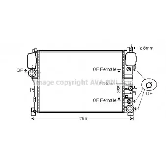 Radiateur, refroidissement du moteur AVA QUALITY COOLING MS2469