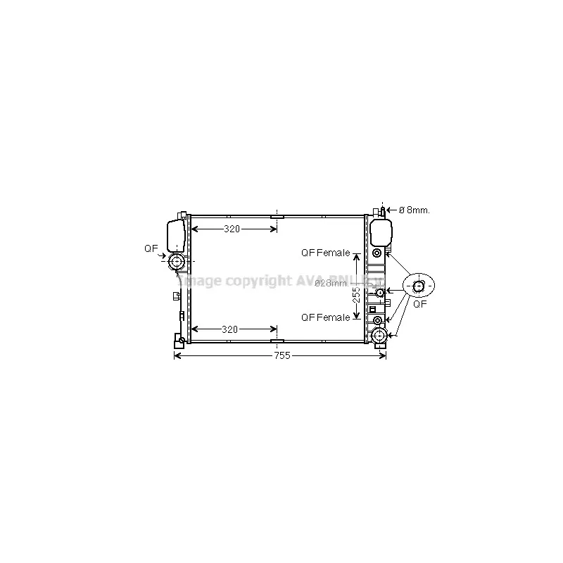 Radiateur, refroidissement du moteur AVA QUALITY COOLING MS2492