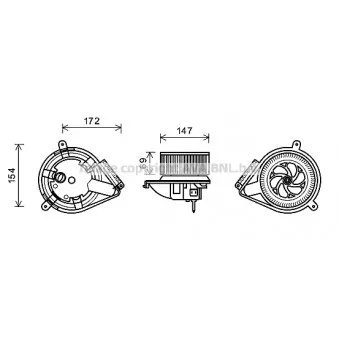 Moteur électrique, pulseur d'air habitacle AVA QUALITY COOLING MS8616