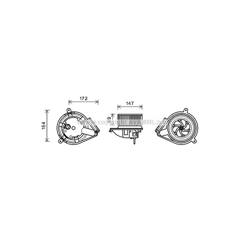 Moteur électrique, pulseur d'air habitacle AVA QUALITY COOLING MS8616