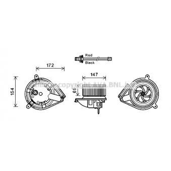 Moteur électrique, pulseur d'air habitacle AVA QUALITY COOLING MS8617