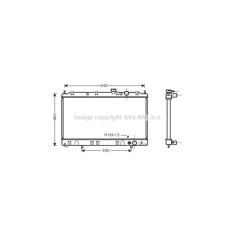 Radiateur, refroidissement du moteur AVA QUALITY COOLING MT2136
