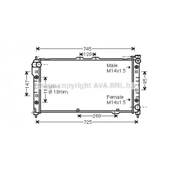 Radiateur, refroidissement du moteur AVA QUALITY COOLING MZ2113