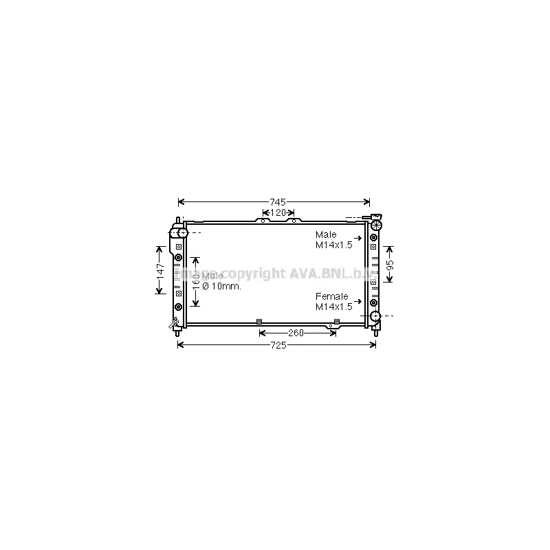 Radiateur, refroidissement du moteur AVA QUALITY COOLING MZ2113