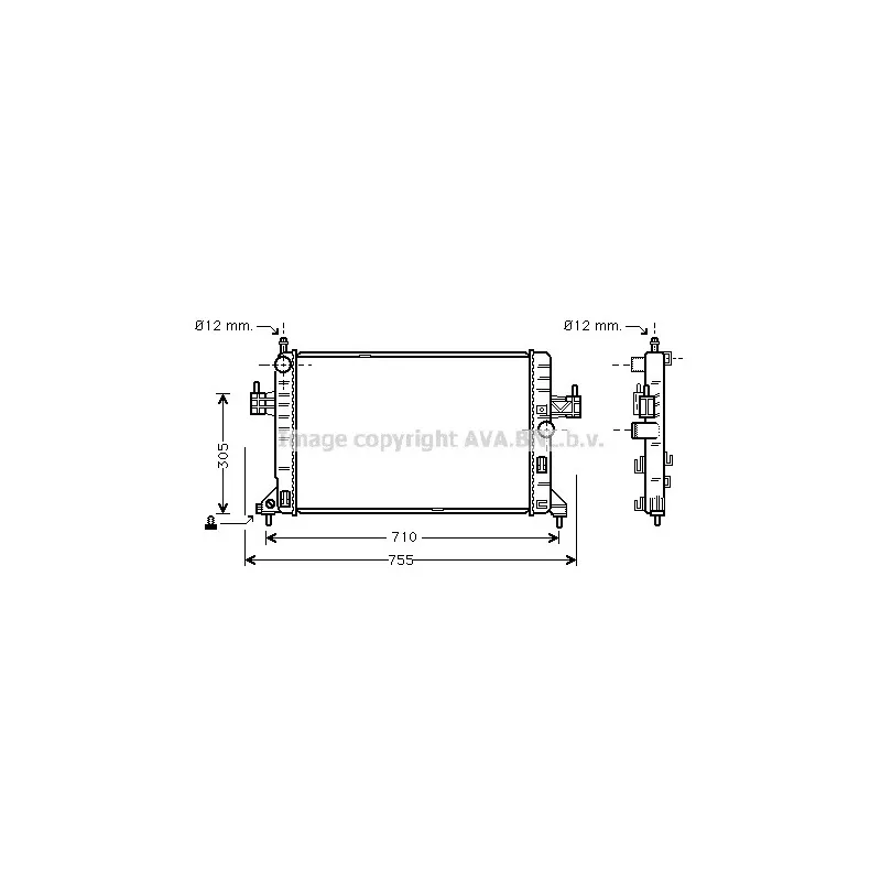 Radiateur, refroidissement du moteur AVA QUALITY COOLING OL2305