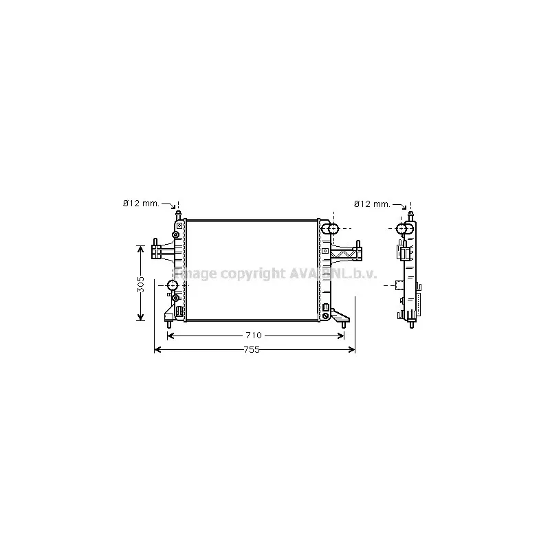 Radiateur, refroidissement du moteur AVA QUALITY COOLING OL2308