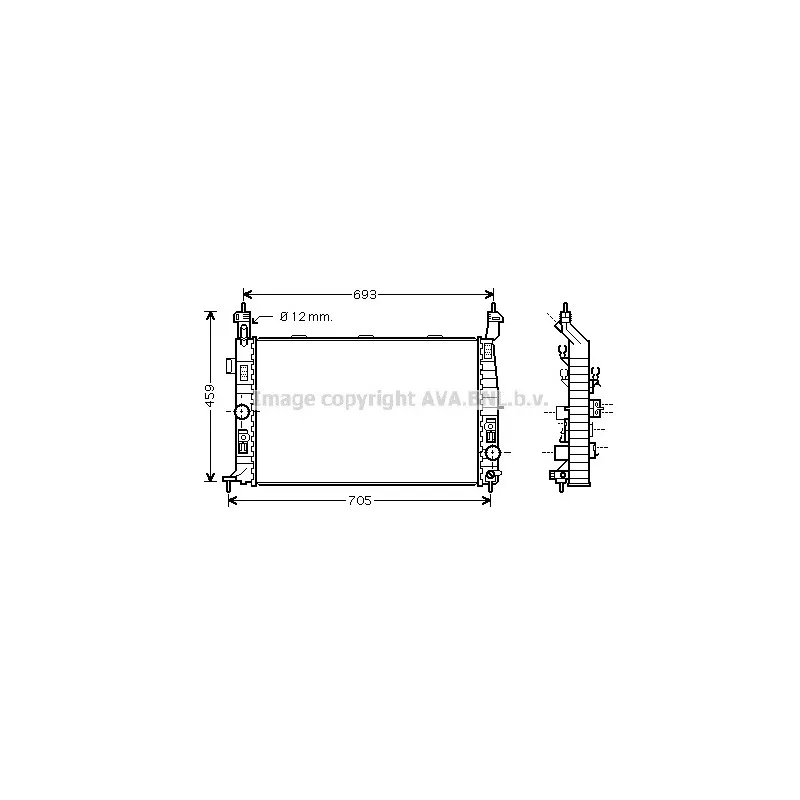 Radiateur, refroidissement du moteur AVA QUALITY COOLING OL2348