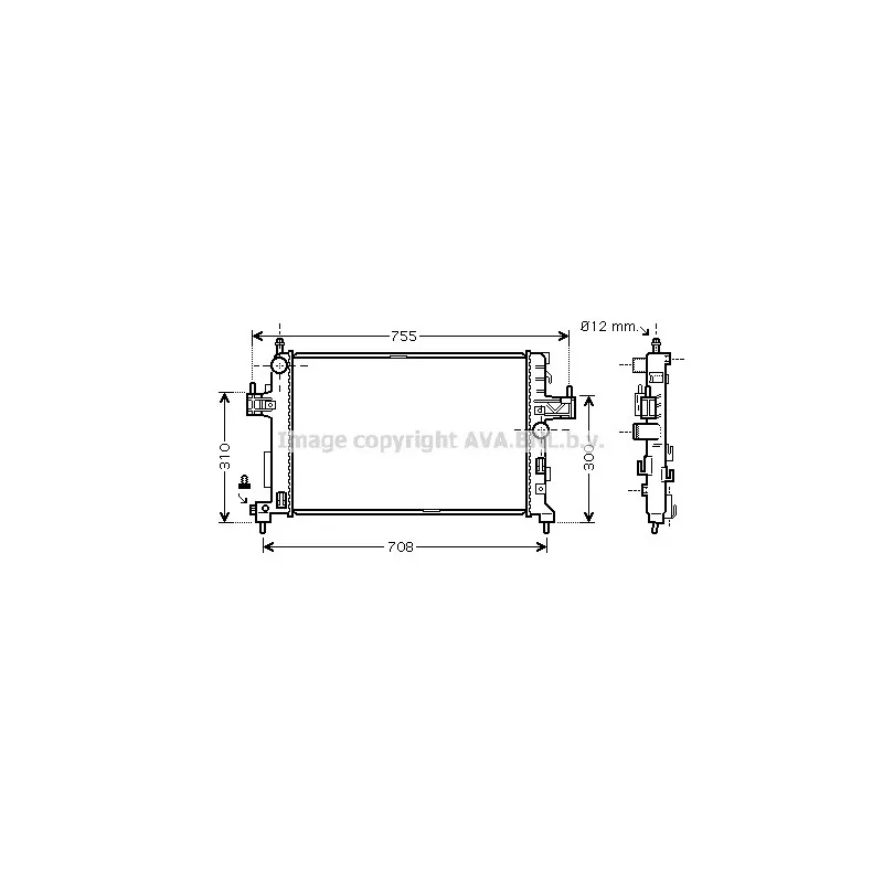 Radiateur, refroidissement du moteur AVA QUALITY COOLING OL2380
