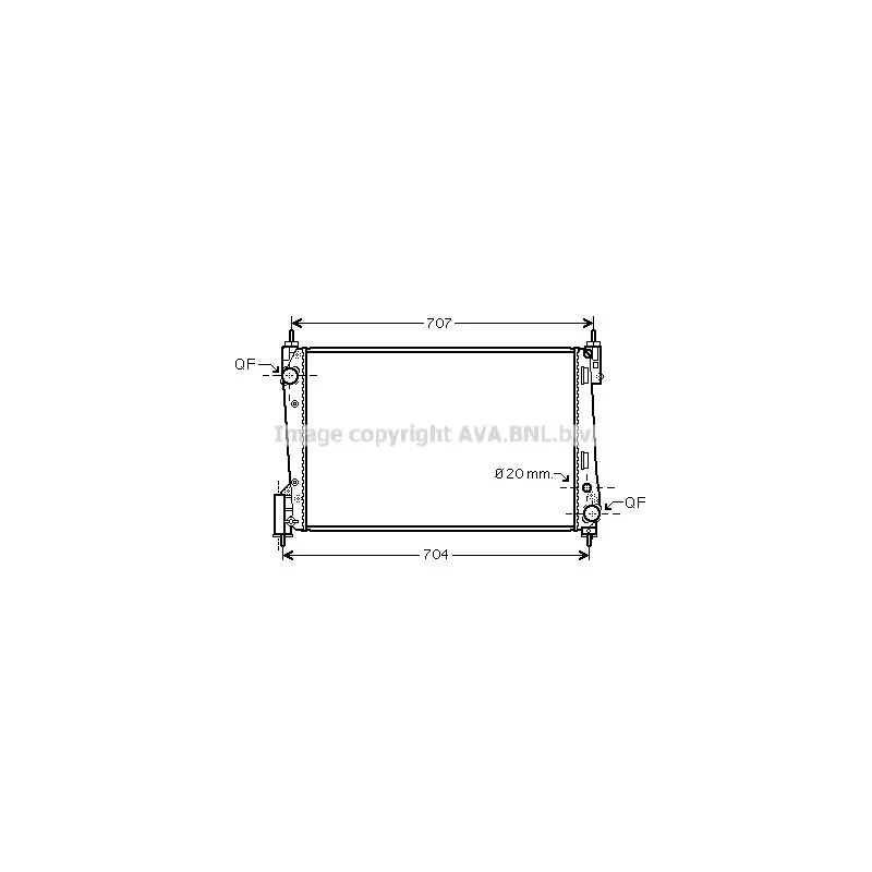 Radiateur, refroidissement du moteur AVA QUALITY COOLING OL2423