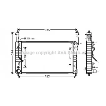 Radiateur, refroidissement du moteur AVA QUALITY COOLING OL2424