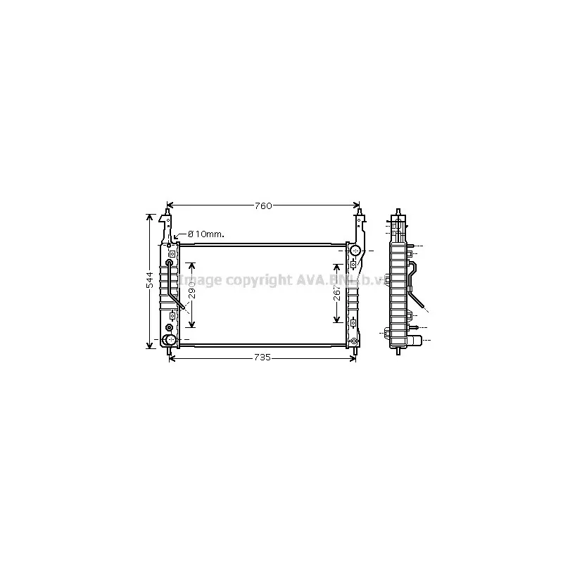 Radiateur, refroidissement du moteur AVA QUALITY COOLING OL2424