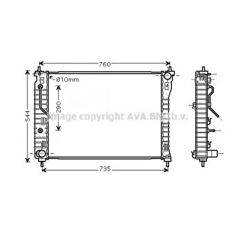 Radiateur, refroidissement du moteur AVA QUALITY COOLING OL2434