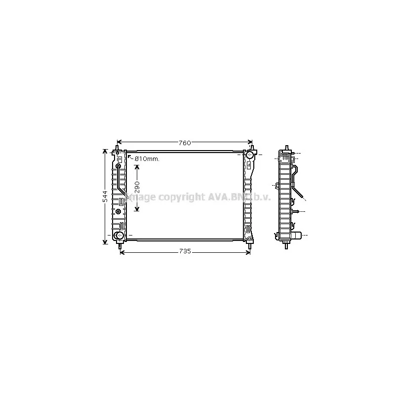 Radiateur, refroidissement du moteur AVA QUALITY COOLING OL2434