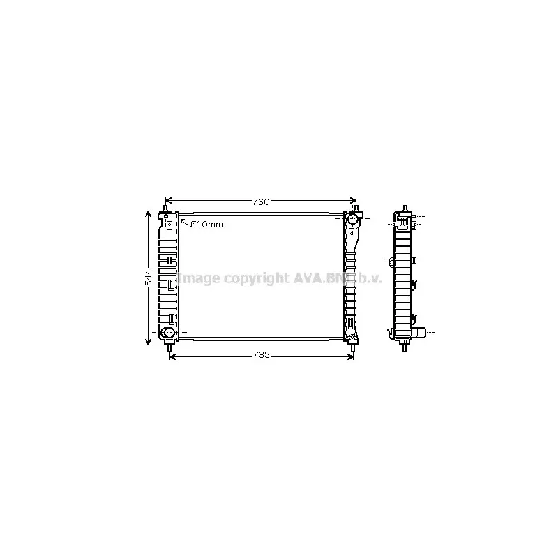 Radiateur, refroidissement du moteur AVA QUALITY COOLING OL2435