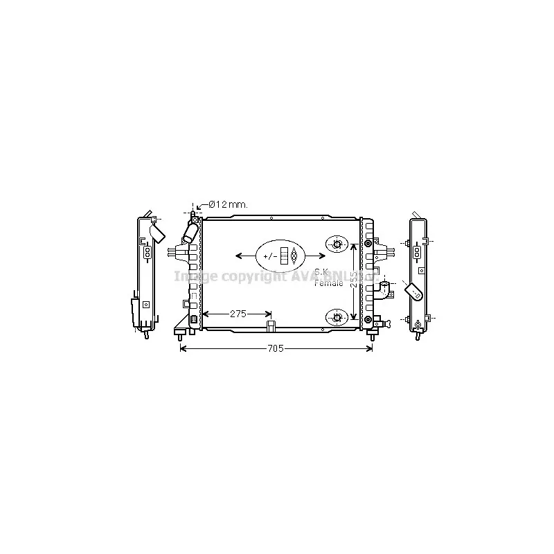 Radiateur, refroidissement du moteur AVA QUALITY COOLING OL2467