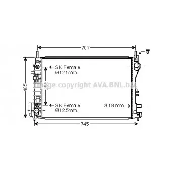 Radiateur, refroidissement du moteur AVA QUALITY COOLING OL2559