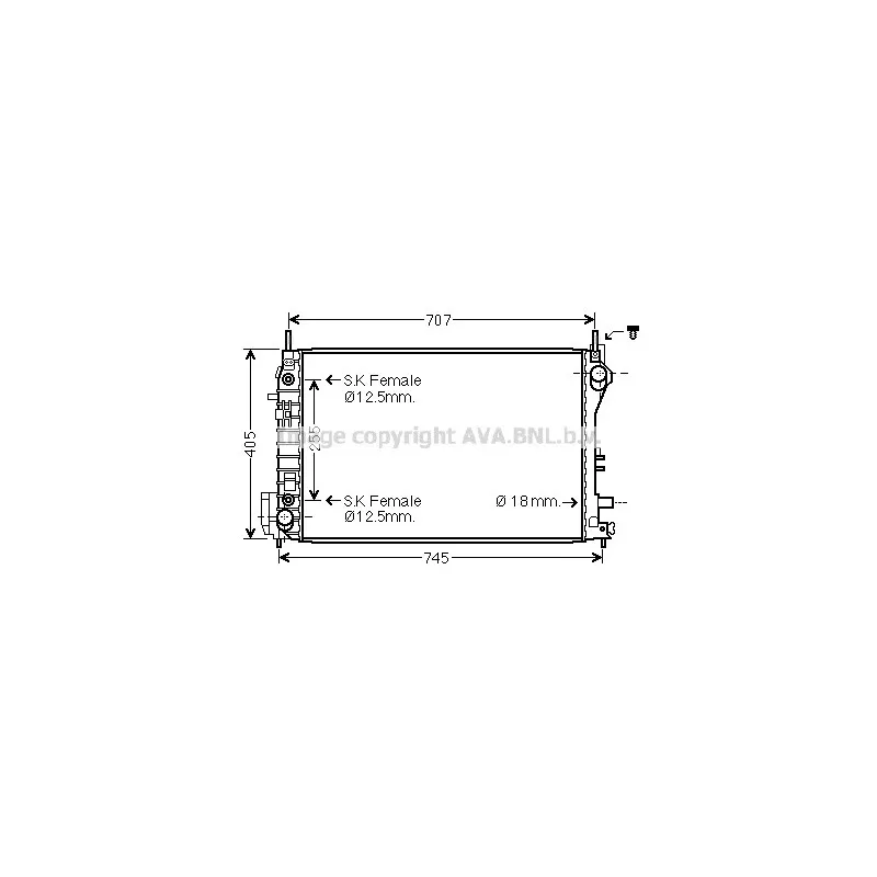 Radiateur, refroidissement du moteur AVA QUALITY COOLING OL2559