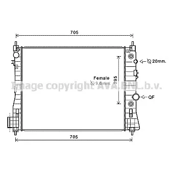Radiateur, refroidissement du moteur AVA QUALITY COOLING OL2655