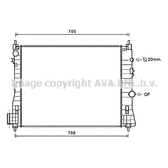 Radiateur, refroidissement du moteur AVA QUALITY COOLING OL2665