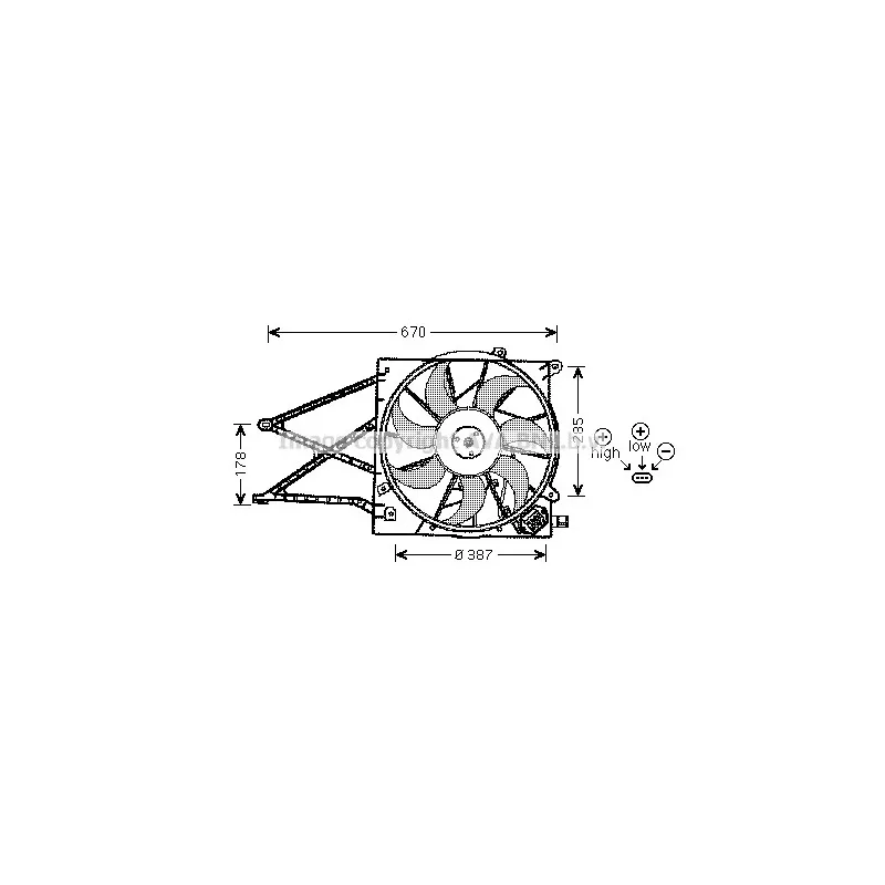 Ventilateur, refroidissement du moteur AVA QUALITY COOLING OL7524