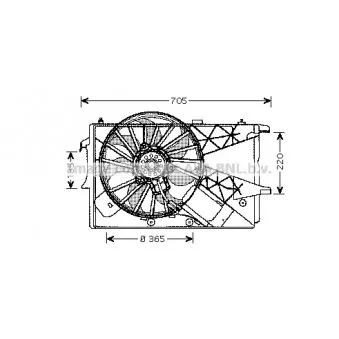 Ventilateur, refroidissement du moteur AVA QUALITY COOLING OL7527