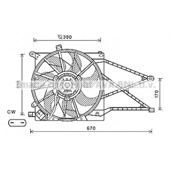 Ventilateur, refroidissement du moteur AVA QUALITY COOLING OL7603