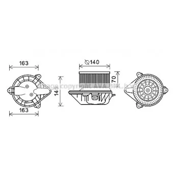 Moteur électrique, pulseur d'air habitacle AVA QUALITY COOLING OL8624