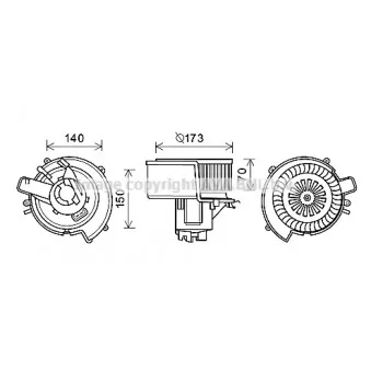 Moteur électrique, pulseur d'air habitacle AVA QUALITY COOLING OL8636