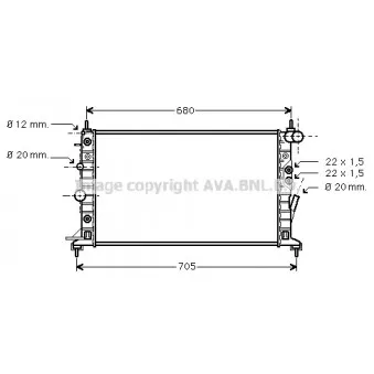 Radiateur, refroidissement du moteur AVA QUALITY COOLING OLA2222