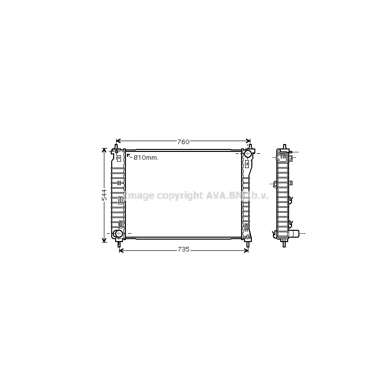 Radiateur, refroidissement du moteur AVA QUALITY COOLING OLA2435