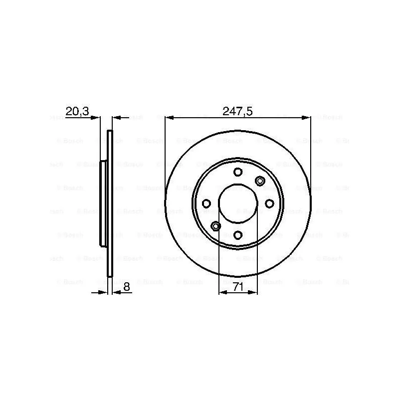 Jeu de 2 disques de frein arrière BOSCH 0 986 478 371