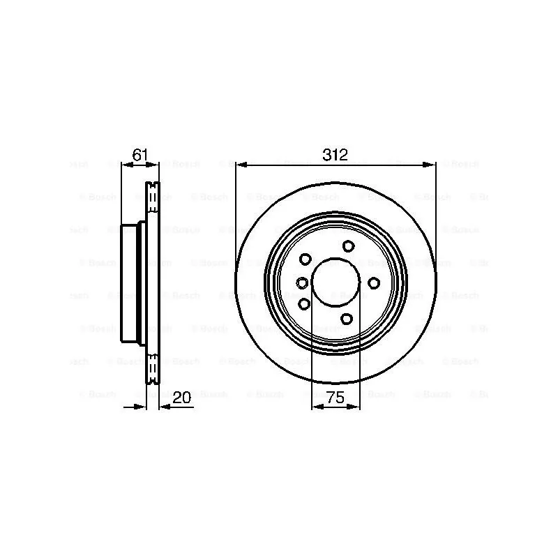 Disque de frein arrière gauche BOSCH 0 986 478 763