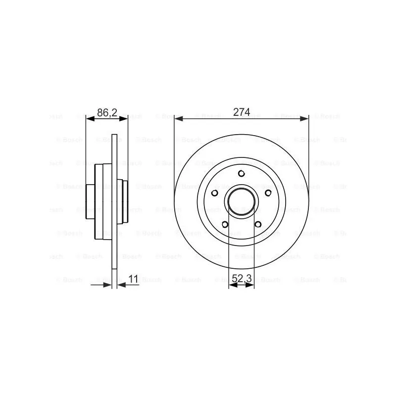 Jeu de 2 disques de frein arrière BOSCH 0 986 479 682