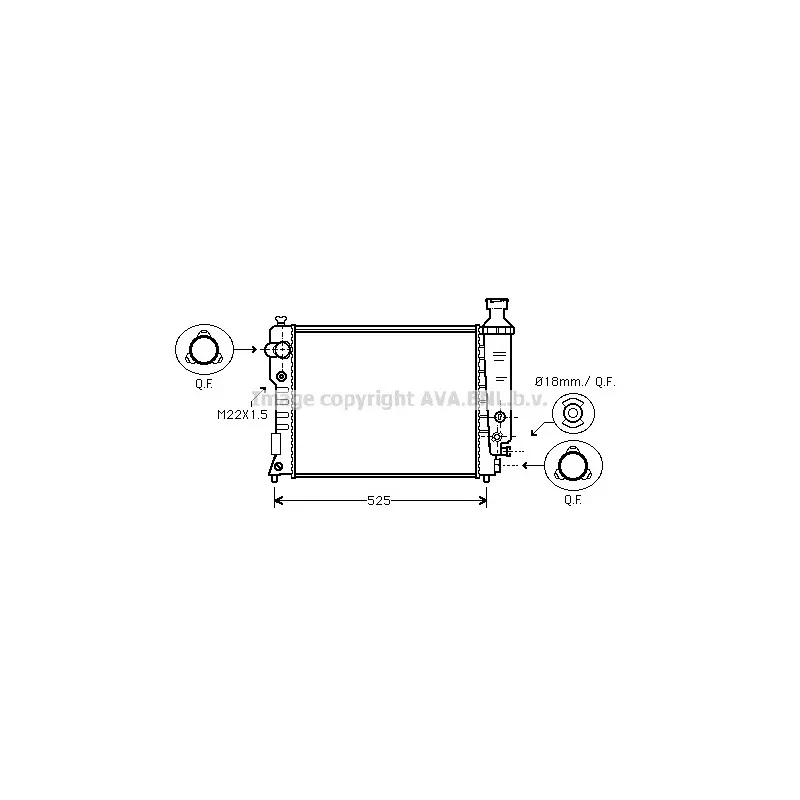 Radiateur, refroidissement du moteur AVA QUALITY COOLING PE2124