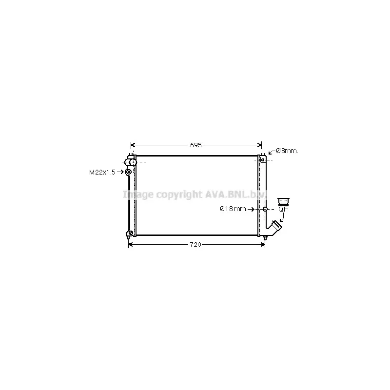 Radiateur, refroidissement du moteur AVA QUALITY COOLING PE2179