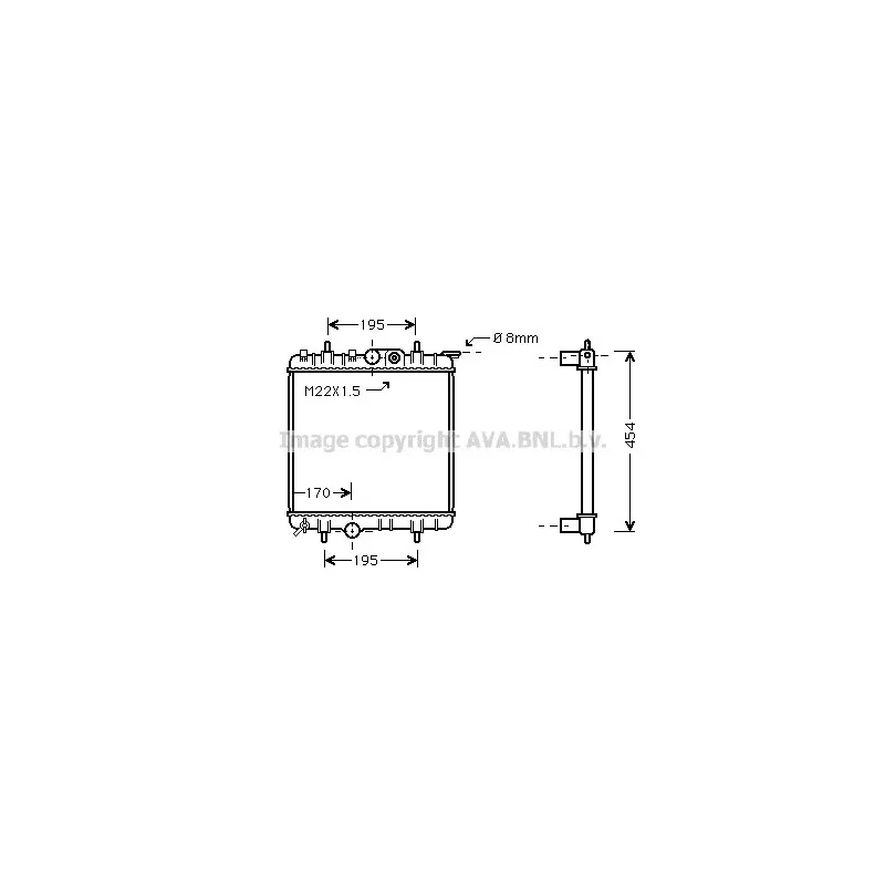 Radiateur, refroidissement du moteur AVA QUALITY COOLING PE2188