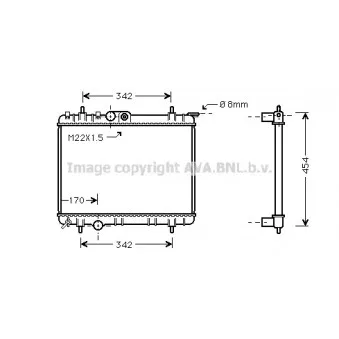 Radiateur, refroidissement du moteur AVA QUALITY COOLING PE2205