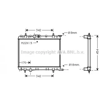 Radiateur, refroidissement du moteur AVA QUALITY COOLING PE2207