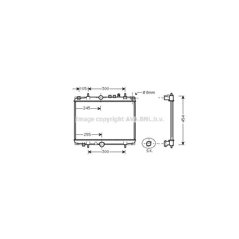 Radiateur, refroidissement du moteur AVA QUALITY COOLING PE2208
