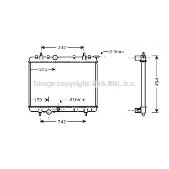 Radiateur, refroidissement du moteur AVA QUALITY COOLING PE2212