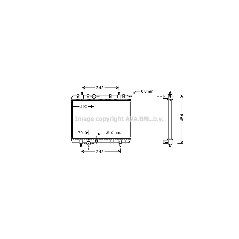 Radiateur, refroidissement du moteur AVA QUALITY COOLING PE2212