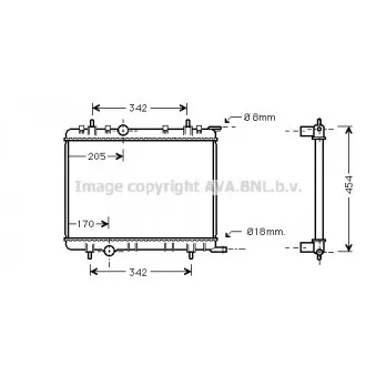 Radiateur, refroidissement du moteur AVA QUALITY COOLING PE2222