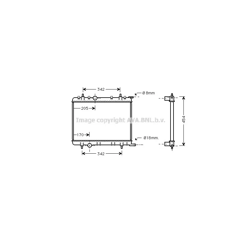 Radiateur, refroidissement du moteur AVA QUALITY COOLING PE2222