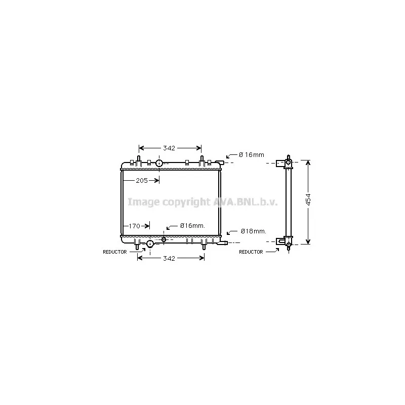 Radiateur, refroidissement du moteur AVA QUALITY COOLING PE2238