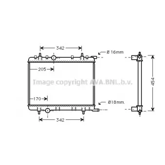 Radiateur, refroidissement du moteur AVA QUALITY COOLING PE2251