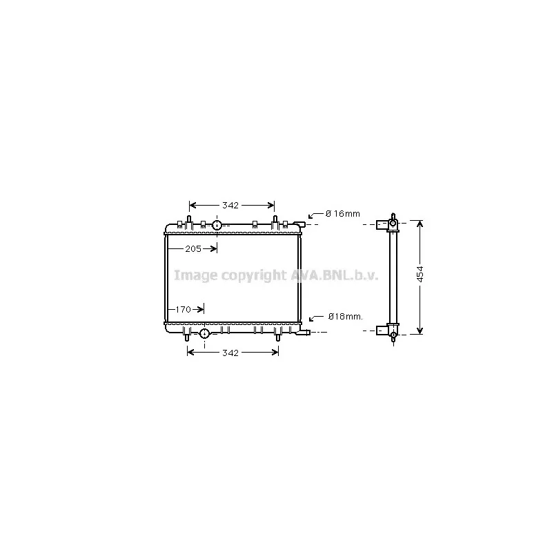 Radiateur, refroidissement du moteur AVA QUALITY COOLING PE2251