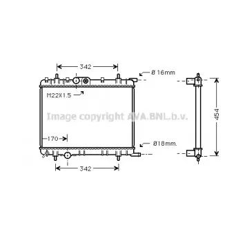 Radiateur, refroidissement du moteur AVA QUALITY COOLING PE2253