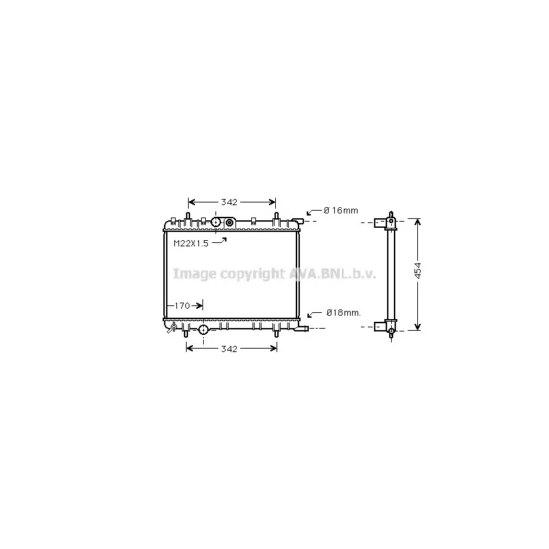 Radiateur, refroidissement du moteur AVA QUALITY COOLING PE2253